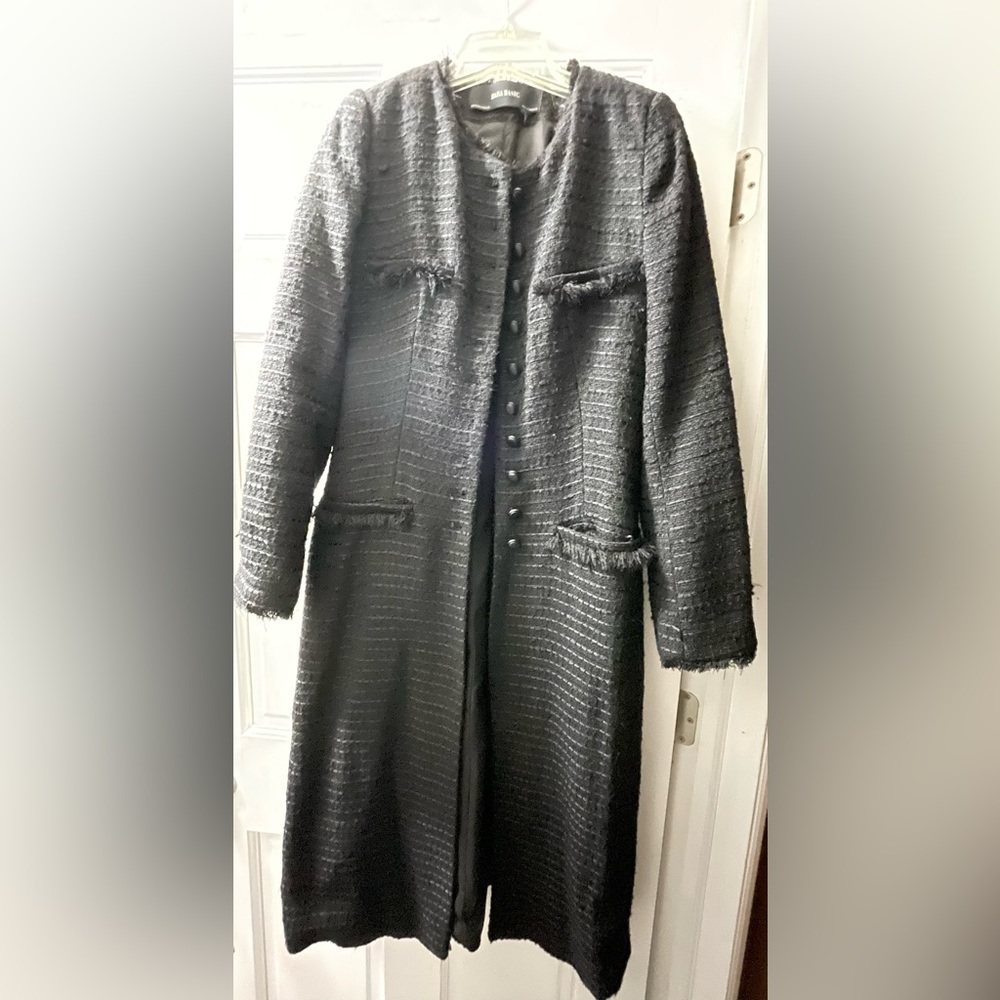 Zara black classic tweed long blazer/coat